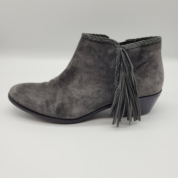 Sam Edelman Shoes - Sam Edelman Leather Suede Gray Paige Booties Zip 7.5 Fringe Western SW Boho West